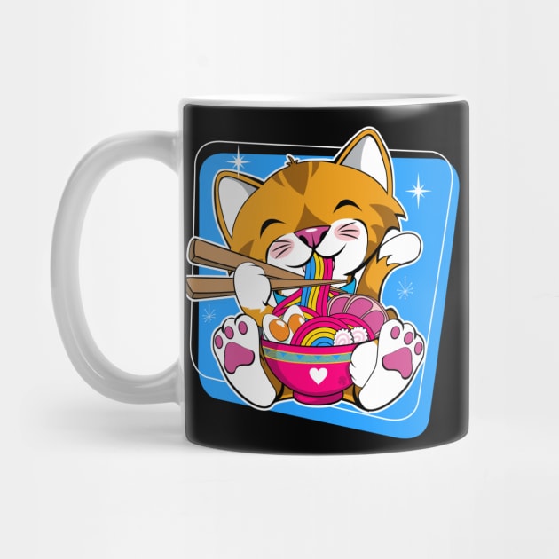 Cat Eating Ramen Pansexual Pride by CuddleswithCatsArt